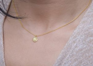 Elegante Joyero para Mujer, Collar con Iniciales Personalizadas <span class=keywords><strong>en</strong></span> Oro Chapado de 9k, 14k y 18k, Colgante con Disco de Letra, Monograma Personalizado - Product Image 4
