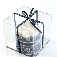 Klantgerichte aanpassing Eeuwige Bloem Ge conserveerde Witte Roos Cadeaubox voor Evenementendecoratie Kerstdag Valentijnsdag