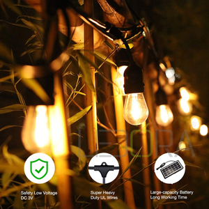 48 pies S14 solar al aire libre en vacaciones iluminación jardín alimentado cadena luces con bombillas Led Edison - Product Image 3