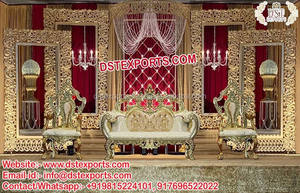 Décor de scène du Grand mariage victorien blanc, décor de réception FRP de mariage royale, élégante scène victorienne - Product Image 3