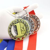 Prix personnalisé en métal en gros 1st 2nd 3rd Médaillon sportif en or Médailles de fer vierges avec logo