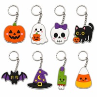 Porte-clés personnalisé Halloween en PVC et acier inoxydable, motif chat noir et citrouille, Kawaii, effrayant, écologique, durable, Jack O'Lantern, idéal pour les fêtes