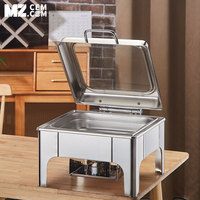Réchaud pour buffet carré en acier inoxydable Réchaud pour buffet Couvercle en verre hydraulique 6 litres 9 litres