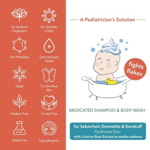 Shampooing médicamenteux de marque privée et nettoyant pour le corps-Le shampooing antipelliculaire pour bébé aide à la coiffe du berceau et à la dermatite séborrhéique réduit les rougeurs - Product Image 3