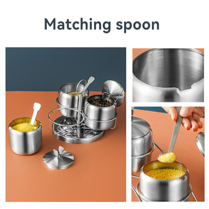 Ensemble de bouteilles à épices en acier inoxydable de qualité alimentaire, salière de cuisine domestique avec cuillère, boîte à épices pour huile de piment - Product Image 4