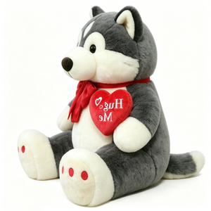 Muñeco de peluche husky siberiano personalizado, suave y grueso, con orejas de husky de dos tonos, peluche husky gris y blanco sentado. - Product Image 2