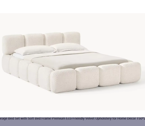 Juego de Cama Moderno Royalune con Almacenamiento Ajustable, Tapicería de Terciopelo Acolchado, Estructura Metálica, Ecológico, Tamaño California <span class=keywords><strong>King</strong></span> - Product Image 6