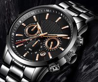 Montres de sport en acier lumineuses, avec affichage 24 heures et calendrier, de conception et fabrication en usine, similaire aux chronomètres, pour marque privée