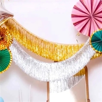Guirlande élégante en feuille métallisée à franges, bannière créative en feuille métallisée, décoration pour fête d'anniversaire, mariage, Noël, décoration murale pour la maison