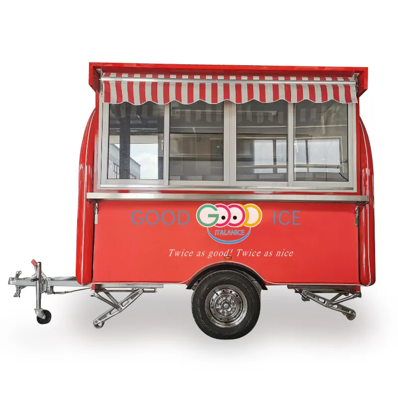 Rood Koffie Trailer 230*200Cm, Ce Goedgekeurd Sap Cerpe Winkelwagen Trailer, hot Selling Ijs Truck Trailer In De Usa