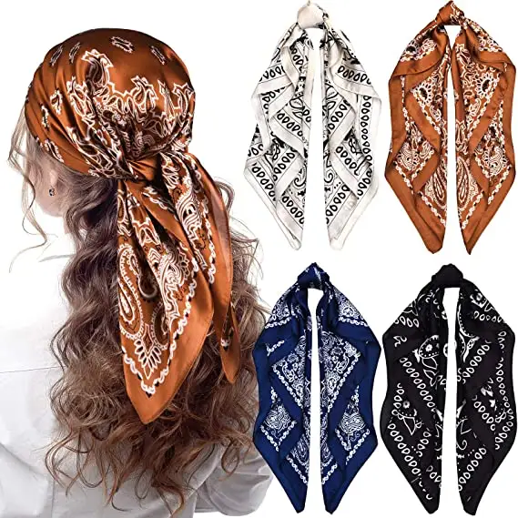 Fashion paisley silk square scarf 70*70 cm neck accessories for office uniform polyester printing bandana square scarf