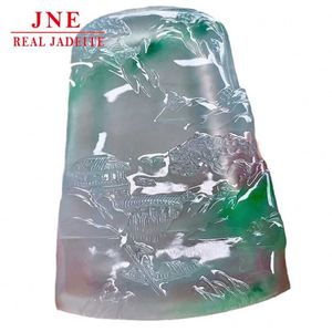 Myanmar mina madera Jade tallado vidrio tipo flor verde montaña agua marca Esmeralda colgante hombres hielo-como colgante para amigos - Product Image 5