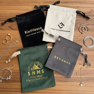 Custom Logo Luxury Double-sided Soft Velvet Drawstring Bag for Ring Earring Necklace Packaging Small Jewelry Pouch - Product Image 6