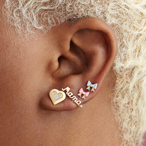 Boucles d'oreilles clous QLEESI pour enfants, forme robot, couleur émail tendance, en argent sterling S925 plaqué or 18 carats - Product Image 4
