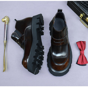 Grande promotion sur les bottes <span class=keywords><strong>Chelsea</strong></span> en cuir véritable pour hommes Bottes britanniques hautes d'affaires courtes en cuir de vachette Chaussures en cuir brillant - Product Image 4