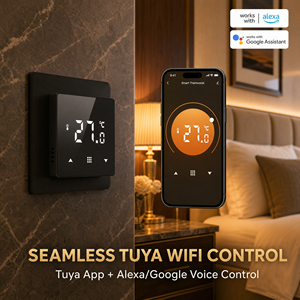 Termostato Digitale IR WiFi HYSEN HY516WE per Riscaldamento <span class=keywords><strong>a</strong></span> Pavimento Idronico, Compatibile <span class=keywords><strong>con</strong></span> WiFi, 110-230V, Relè 16A, Garanzia di 2 Anni - Product Image 3
