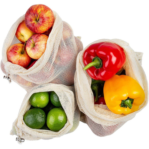 Bán buôn <span class=keywords><strong>Poly</strong></span> Lưới túi tái sử dụng bông Rau lưu trữ túi với dây rút lưới túi cho hành tây - Product Image 3