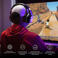 Casque de jeu EKSA USB avec lumière RBG et son Surround 7.1 avec Microphone pour PS4/Smartphone/Xbox/PC