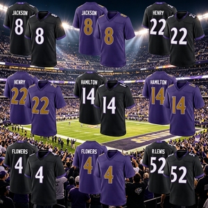 Maillots de football américain brodés en gros des Baltimore Ravens – 4 Zay Flowers, 14 Kyle Hamilton, 22 Derrick Henry - Product Image 1