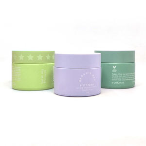 Pot vide pour crème visage 50g, en céramique givrée rose pâle de luxe, avec tube en papier personnalisé et capuchon en plastique, couleur personnalisée disponible - Product Image 4