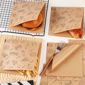 Sac en papier personnalisé à double poche ouverte, résistant à l'huile et à la graisse, pour pain, gaufres, hamburgers, sandwichs, beignets, en forme de triangle - Product Image 5