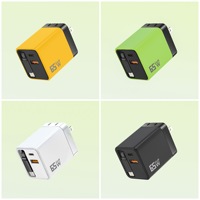 Chargeur mural GaN 65W avec deux ports Type-C, charge rapide PD 3.0 pour ordinateur portable et câble rétractable