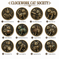 Koin Peringatan 3D Relief Tinggi Kustom Grosir, Koin Tantangan Kucing Mekanik Steampunk, Hadiah Suvenir Pabrik OEM ODM