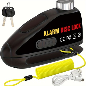 Candado <span class=keywords><strong>de</strong></span> Disco con Alarma <span class=keywords><strong>de</strong></span> Seguridad Antirrobo para <span class=keywords><strong>Bicicletas</strong></span>, Motocicletas y Patinetes <span class=keywords><strong>El</strong></span>éctricos, Recargable por USB con Cable Recordatorio - Product Image 2