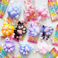 Mainan Fidget Cakar Kucing Transparan dengan Pompom Warna-warni dan Glitter, Sentuhan Lembut untuk Mengurangi Kecemasan, Dapat Dipesan Sesuai Keinginan