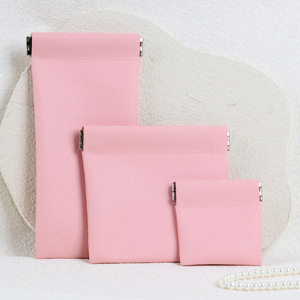 Microfiber Leather Snap Spring Pouch Small <b>Jewelry</b> Storage Bag Custom Logo Gift Earring Necklace <b>Packaging</b> Pouch Bag - Product Image 1