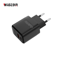 Chargeur rapide GaN WISESIR 30W avec prises UK/US/EU/AU, sortie 5V/3A, protection OTP pour 15 Pro Max/S23 Ultra - Adaptateur de voyage