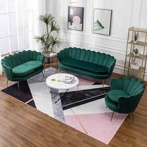 Salon moderne tapisserie d'ameublement marine velours touffeté Designer Accent tissu doré chaise longue ensemble de deux pièces