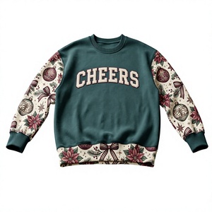 Sudadera navideña con estampado floral y cuello redondo para mujer, suéter navideño de manga larga con letras CHEERS - Product Image 1