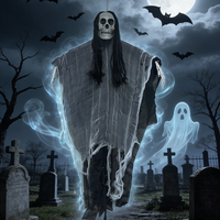 YIZE DISPLAY Squelette dansant grandeur nature avec structure métallique pour Halloween, maison hantée, fête de jardin, décoration pour enfants