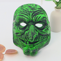 Masque d'horreur de sorcière verte effrayante en mousse PU et caoutchouc pour la vente en gros, fournitures de fête d'Halloween, rôle de festival des fantômes