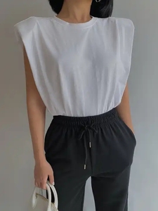 Abbigliamento <span class=keywords><strong>donna</strong></span> moda Design estivo senza maniche <span class=keywords><strong>camicette</strong></span> da <span class=keywords><strong>donna</strong></span> top camicia comode magliette di cotone da <span class=keywords><strong>donna</strong></span> - Product Image 2