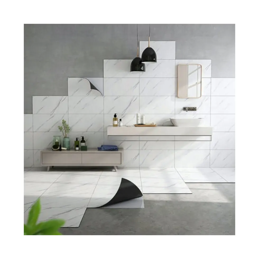 Self Adhesive Vinyl Marble Tiles 3d Wallpaper Waterproof for Kitchen Bedroom Bathroom Countertop Wallpaper Sticker
