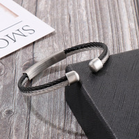 Brazalete de Cable Trenzado con Baño de Oro PVD, Barra de Identificación, para Hombre y Mujer, Acero Inoxidable, Resistente al Agua, Hipoalergénico