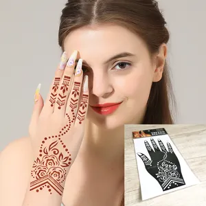Harga Pabrik Hitam Dapat Digunakan Kembali Seni Tahan Air Klasik DIY Satu Tangan India Henna Mehndi Mehendi Stiker Stensil Henna