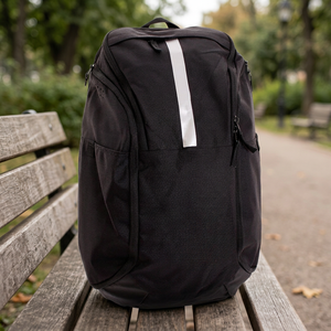 Black Nylon <b>Backpack</b> With Reflective Stripe 30-40L Capacity Sports Bag - Product Image 3