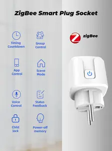 Tuya Zigbee 3.0 Smart Plug Socket EU 16A Power Outlet Electric Monitor Remote Control For Alexa Google Home For Gateway