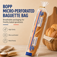 Sacs à pain micro-perforés en plastique BOPP de qualité alimentaire pour boulangerie, sacs à baguette