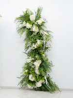 Arche de fleurs artificielles en soie d'hortensia vert et blanc pour toile de fond de mariage, fête, guirlande florale de fenêtre pour location événementielle