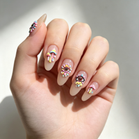 Autocollants pour ongles 5D psychédéliques en relief, motif champignon et fleur, effet arc-en-ciel, décorations auto-adhésives pour nail art