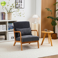En stock chaise de salon rembourrée nordique moderne chaise longue en bois massif pour fauteuil de salle de lecture de café 5373