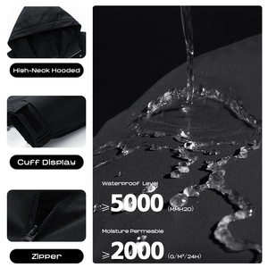 Áo khoác gió có mũ trùm đầu, khóa kéo, chất liệu nỉ <span class=keywords><strong>2</strong></span> trong <span class=keywords><strong>1</strong></span>, in logo tùy chỉnh, phong cách cổ điển, chống thấm nước, thích hợp cho đi bộ đường dài ngoài trời và mặc thường ngày - Product Image 2