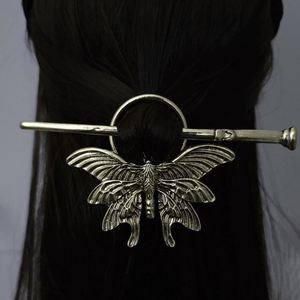 Horquilla de pelo vintage estilo vikingo punk con diseño de varita de bruja y polilla, accesorio gótico nórdico para disfraces de cosplay y fiestas de Halloween - Product Image 3