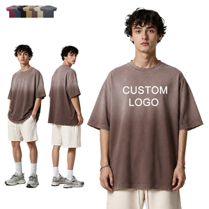 Vintage Washed Sun Faded 270GSM T Shirt Men's Oversized Short Sleeve Casual Streetwear Custom Logo Tshirt Digital Print T-shirt - Product Image 1