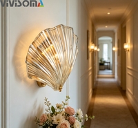 Lámpara de Pared de Cristal Estilo Francés de Lujo Ligero WL38110, Iluminación Sencilla Nórdica para Sala de Estar y Dormitorio