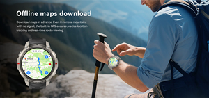 นาฬิกาอัจฉริยะสำหรับกิจกรรมกลางแจ้ง DM59 Compass 5ATM กันน้ำ พร้อม GPS หน้าจอ AMOLED แสดงผลตลอดเวลา แผนที่ออฟไลน์ ตัวติดตามกิจกรรมสำหรับปีนเขาและปั่นจักรยาน - Product Image 4